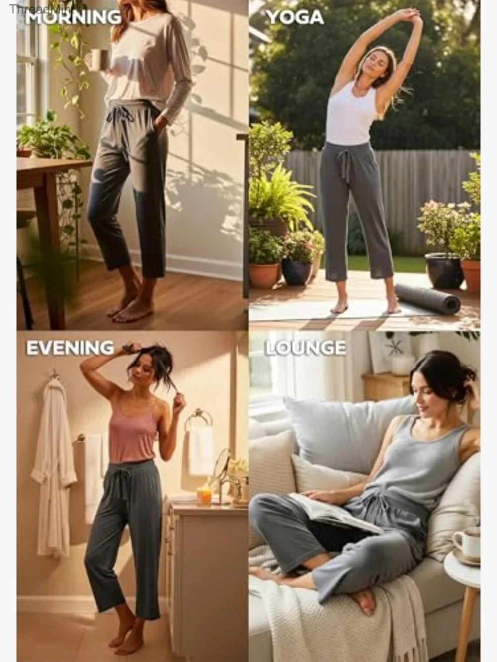 French Terry Capri Joggers with Drawstring Waist and Pockets 3 Pack